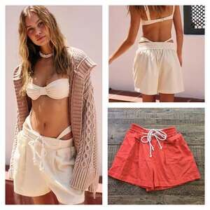 Free People Flores Orange Drawstring Shorts Size XS NWOT
